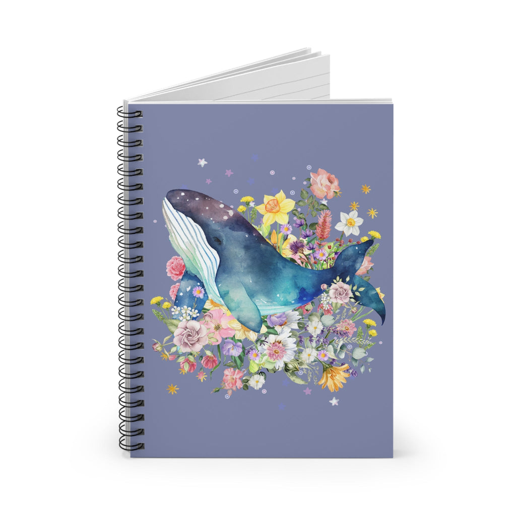 Floral Whale Notebook with Boho Celestial Feel: 118 Page Spiral Notebook