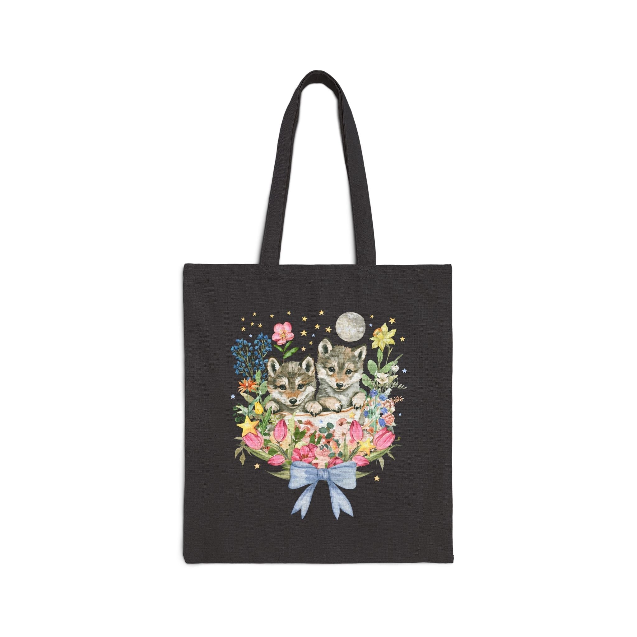 Floral Wolf Tote Bag
