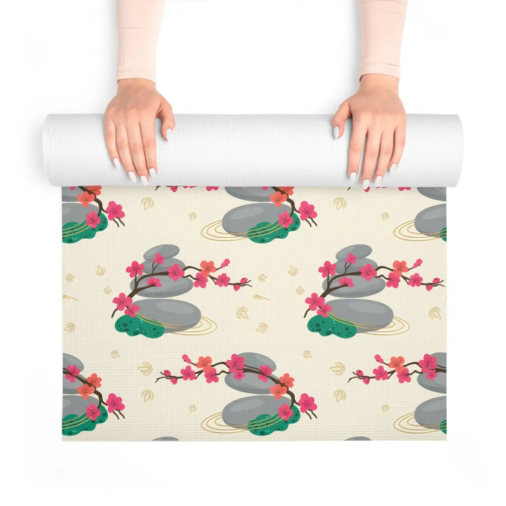 Floral Zen Blossom Foam Yoga Mat - Non Slip Cushion - Dipaliz