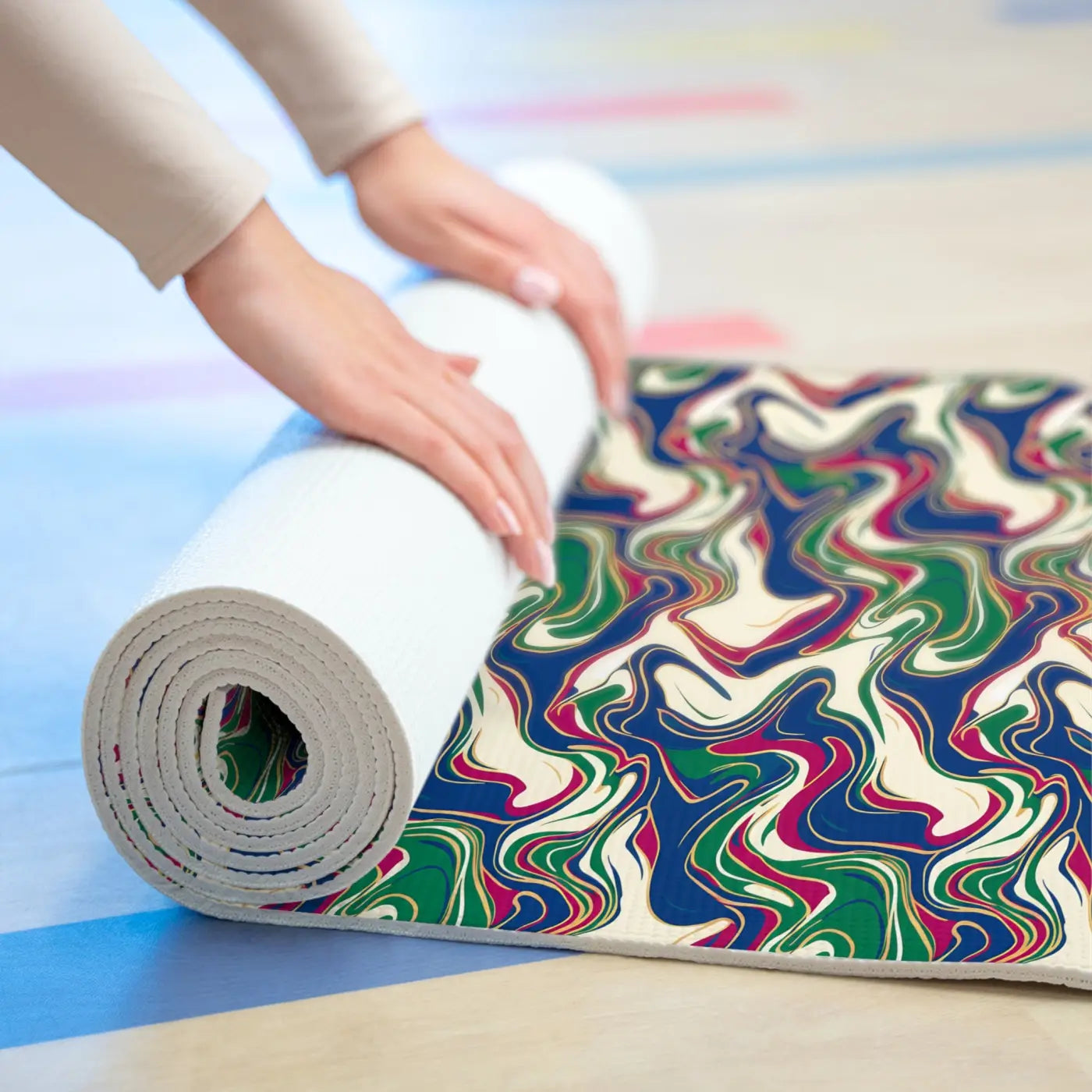 Vibrant Foam Yoga Mat - Retro Swirl Practice Space - Dipaliz