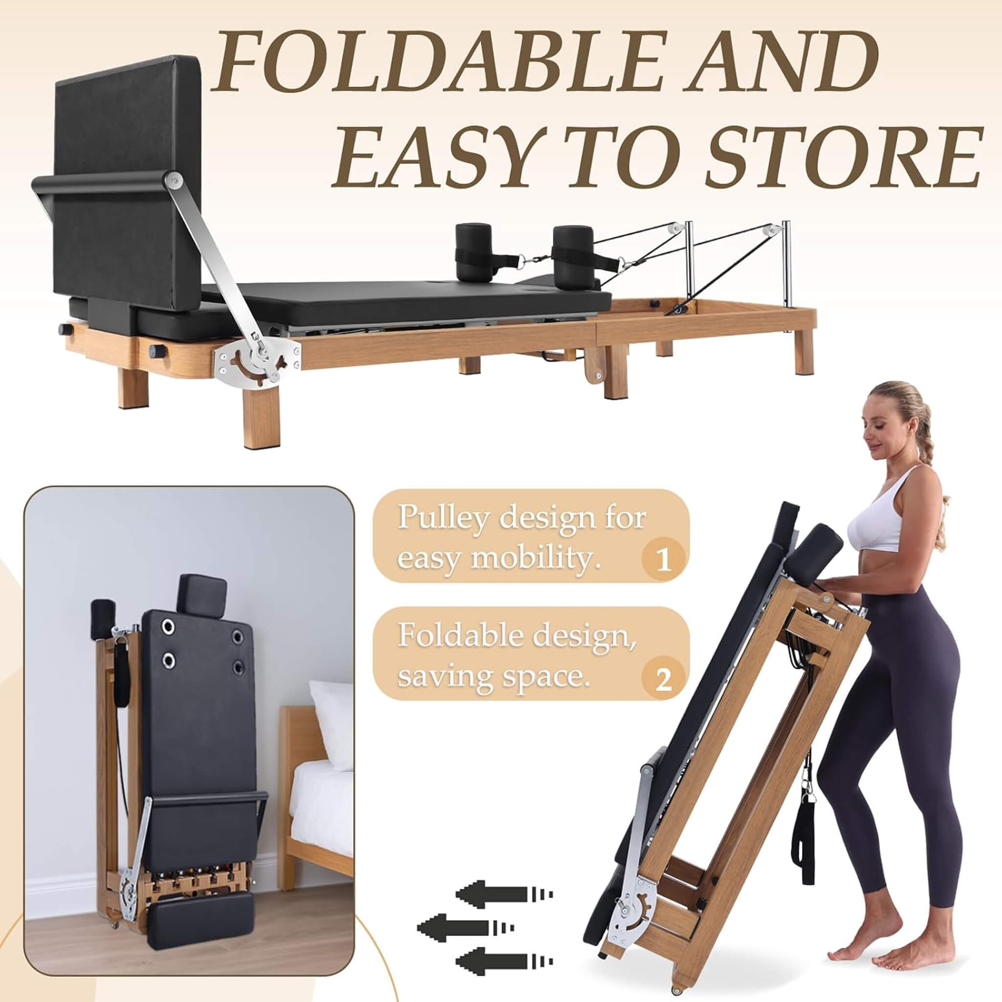 Core Pilates Apex Foldable Dual Resistance Pilates Reformer With Jumpboard (SAK83914)