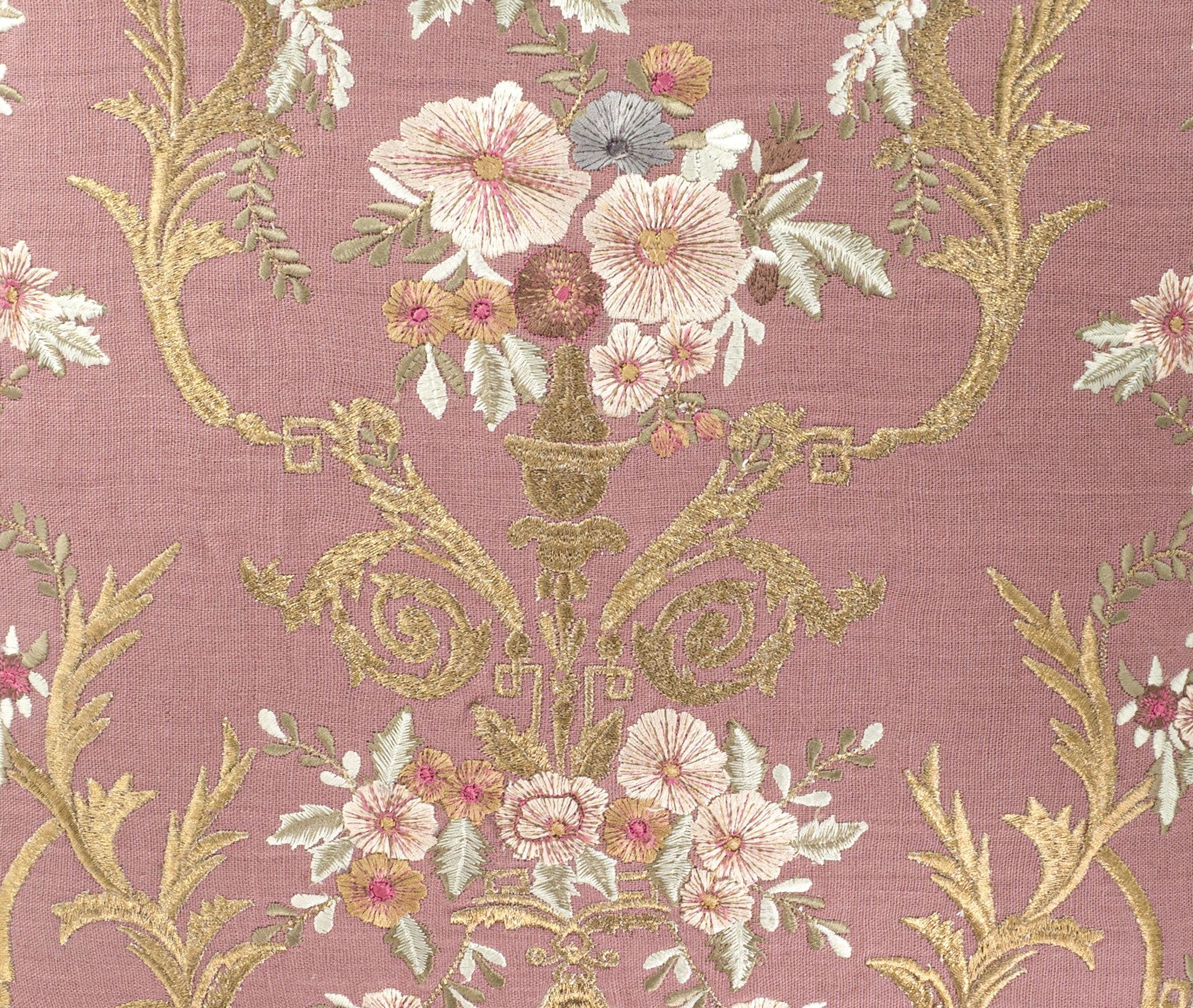 Fontainebleau Embroidered Linen Throw Pillow Cover 18 X 18