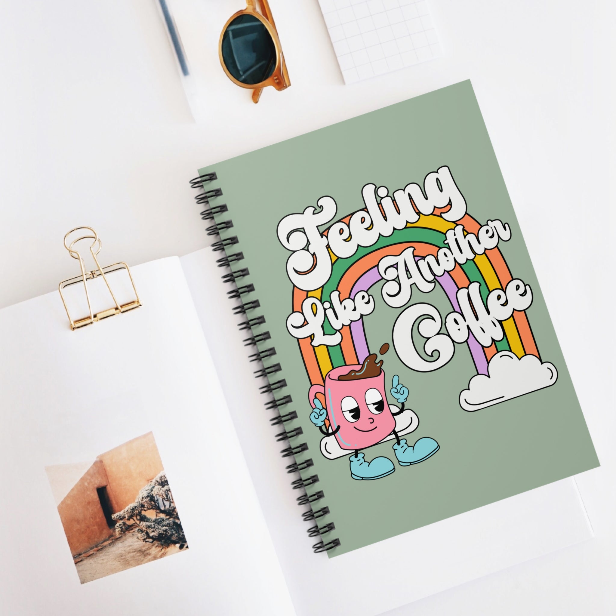 Funny Coffee Lover Journal: 118 Page Spiral Notebook | Cute Gift for New Mom or New Teacher, Cute Coffee Gift for Coffee Lover with Rainbow
