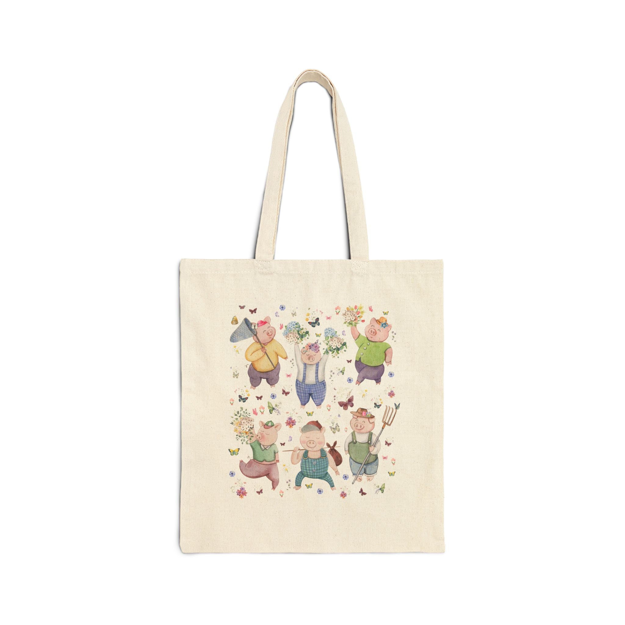 Funny Cottagecore Pig Tote Bag