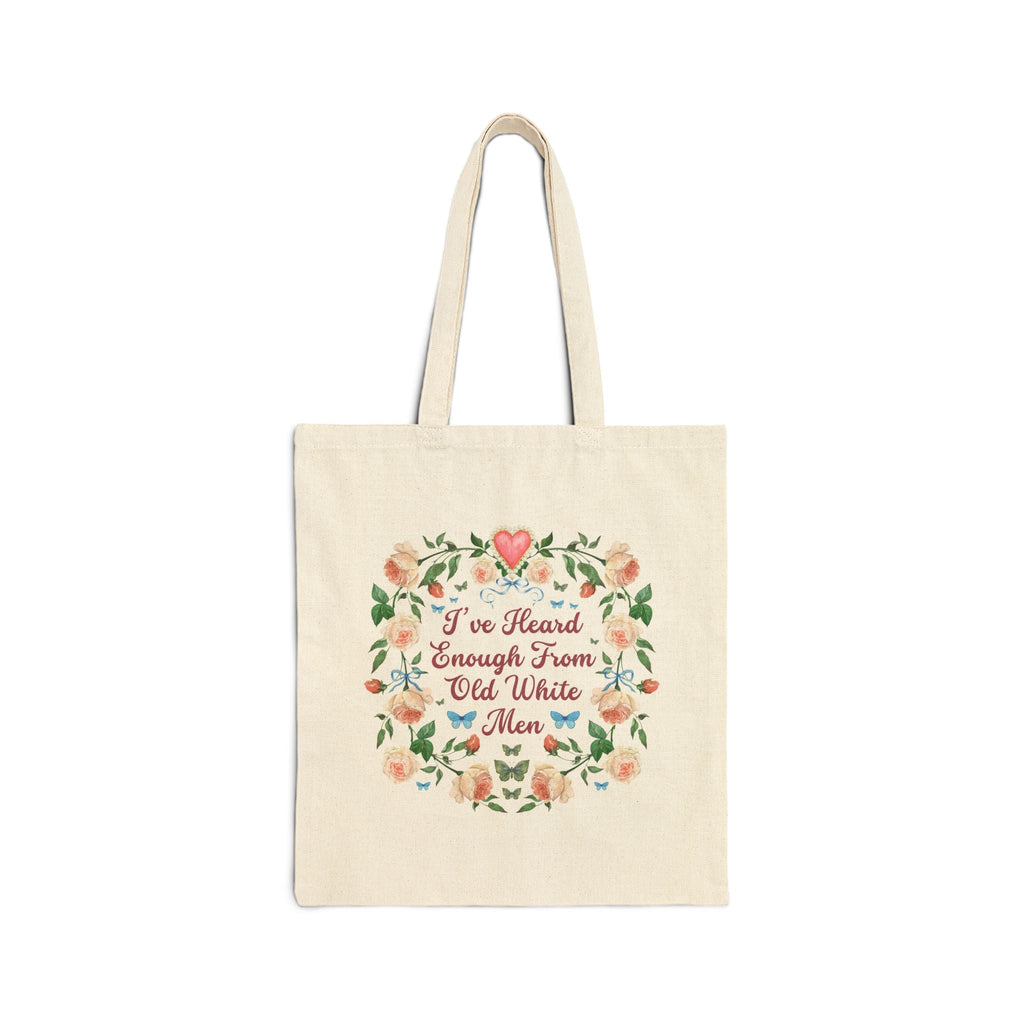 Funny Feminist Tote Bag with Roses