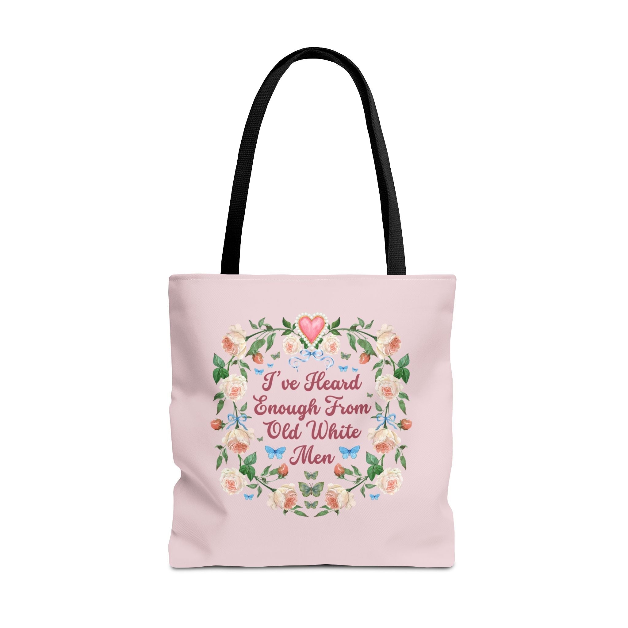 Funny Feminist Tote Bag with Roses: Eclectic Grandma Aesthetic Tote