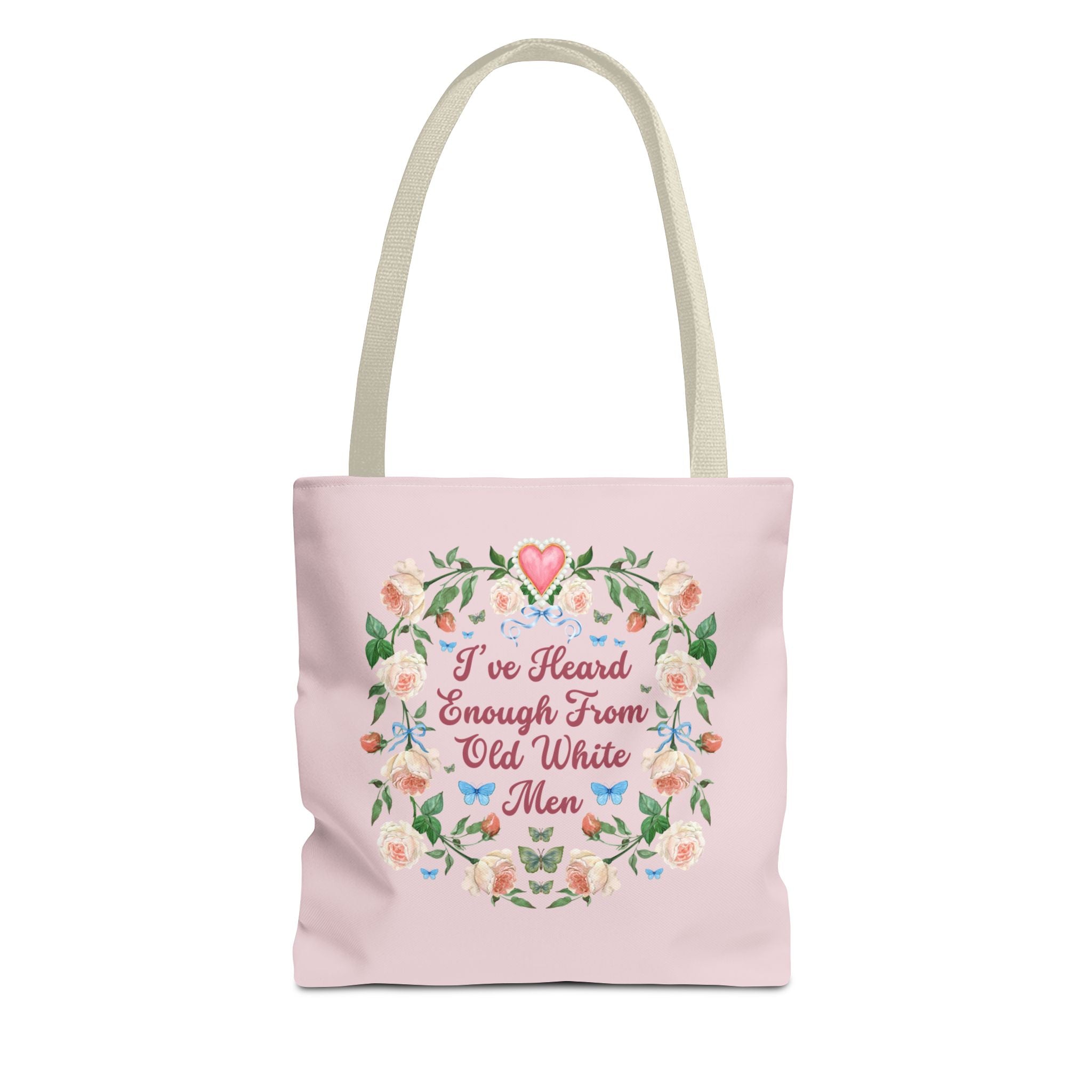 Funny Feminist Tote Bag with Roses: Eclectic Grandma Aesthetic Tote