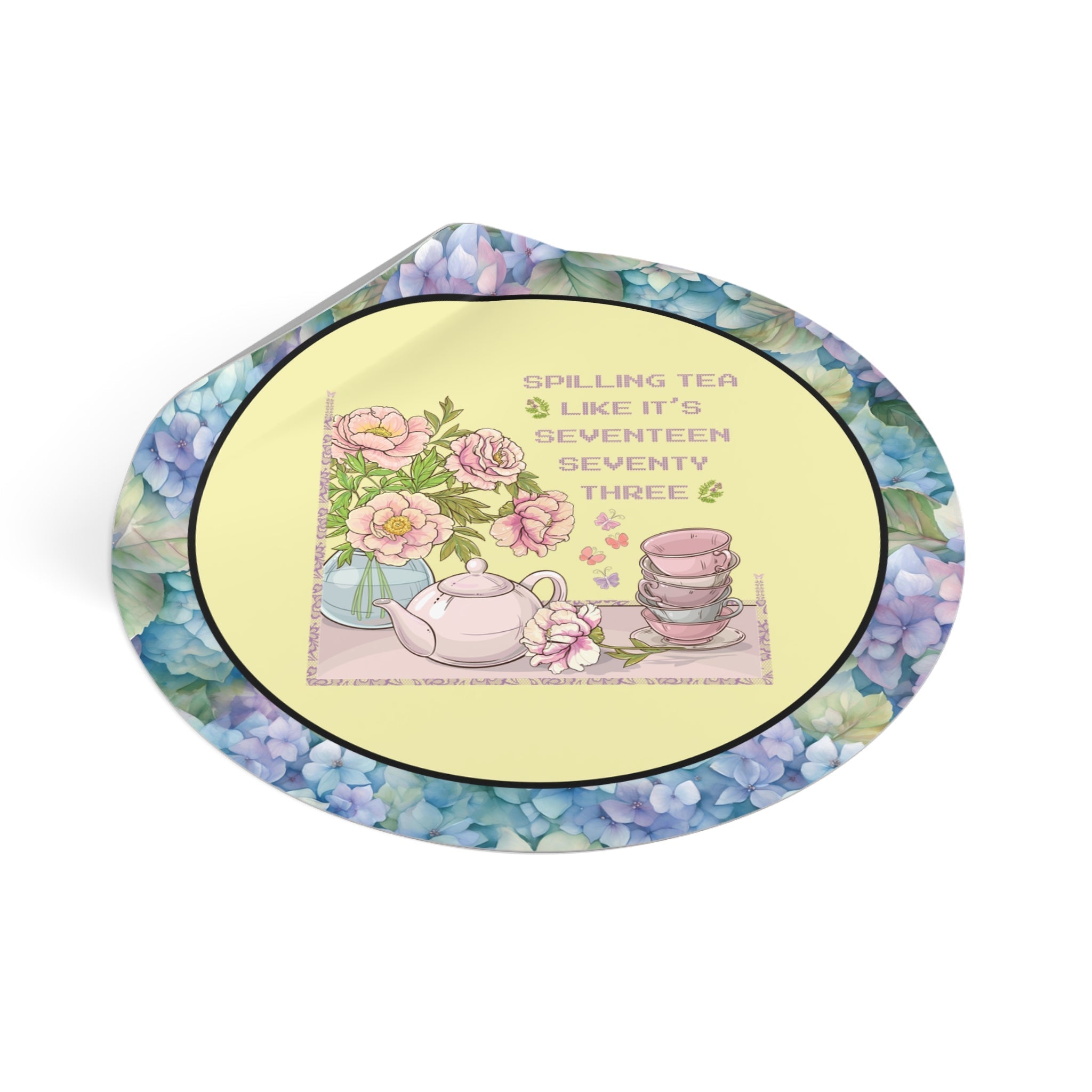 Funny History Gift: Spilling Tea Like 1773, Floral Cottagecore Sticker, American History Professor, Social Studies Teacher, History Major