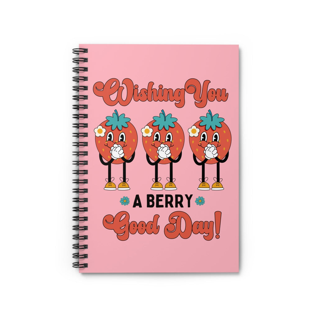 Funny Retro Aesthetic Spiral Notebook for Garden Lover: Wishing You A Berry Good Day