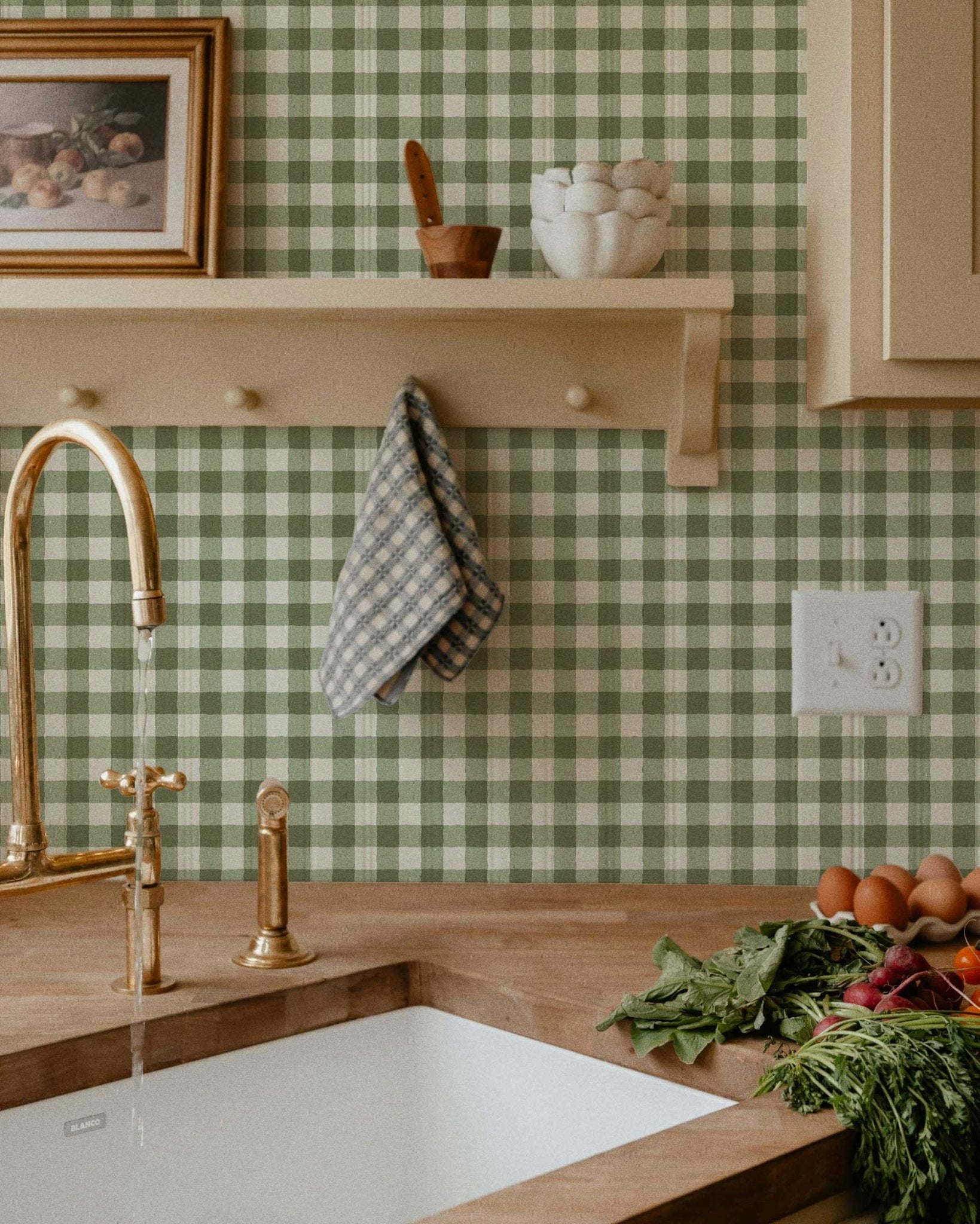 Garden Window Wallpaper in Pear Stem