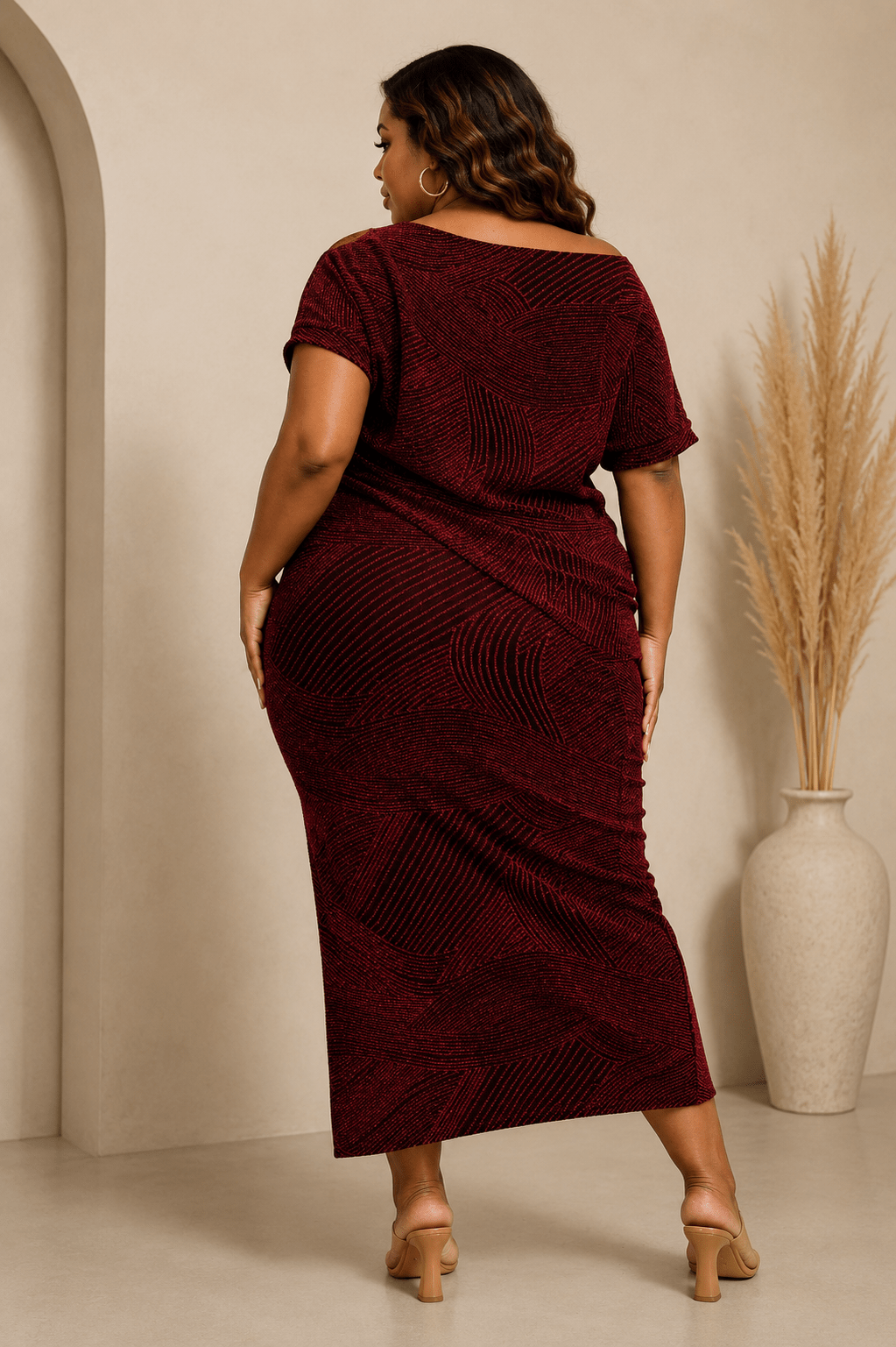 Gia Shimmer Knit Top and Midi Skirt Set for Women