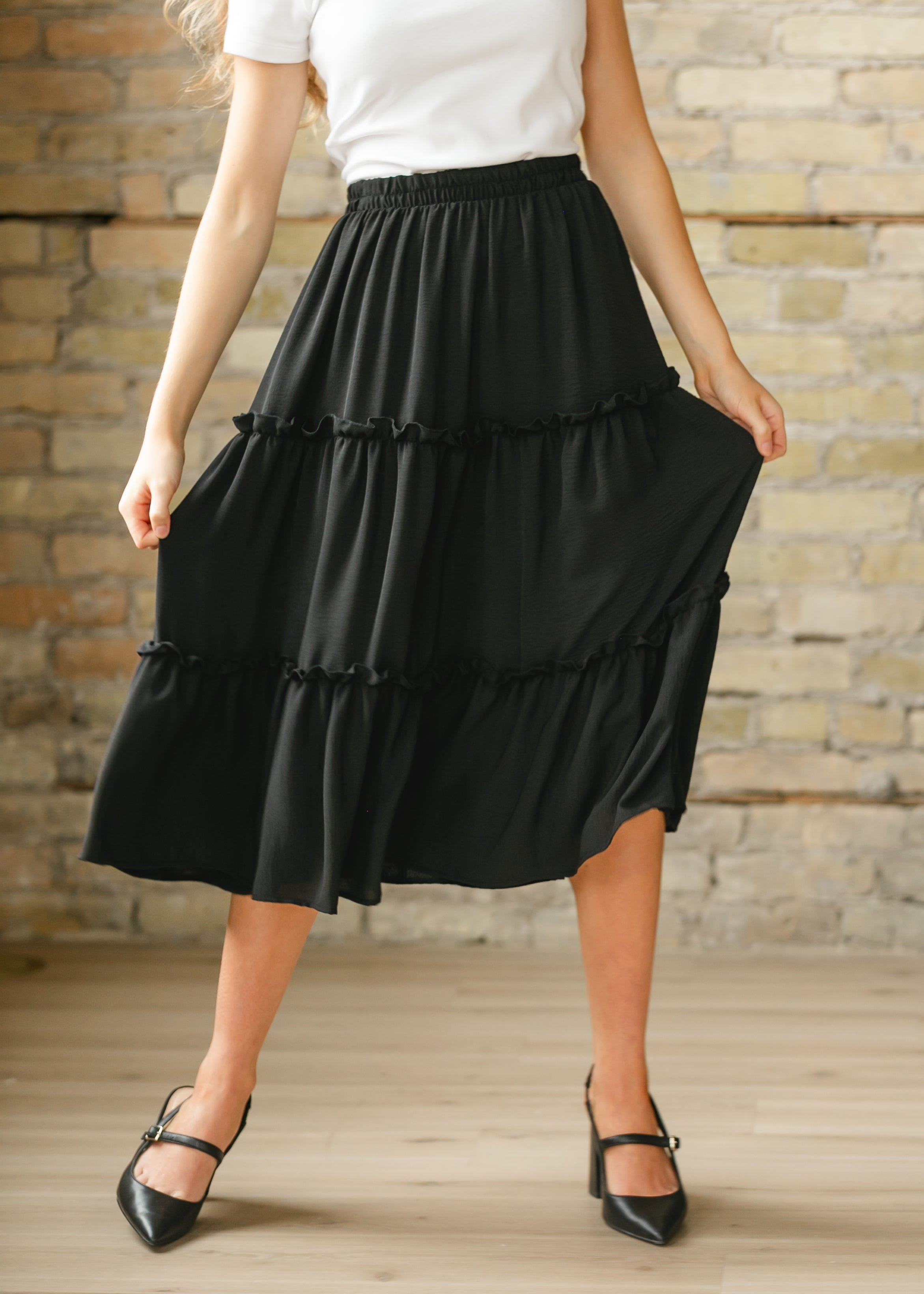 Giana Ruffle Tiered Midi Skirt - FINAL SALE