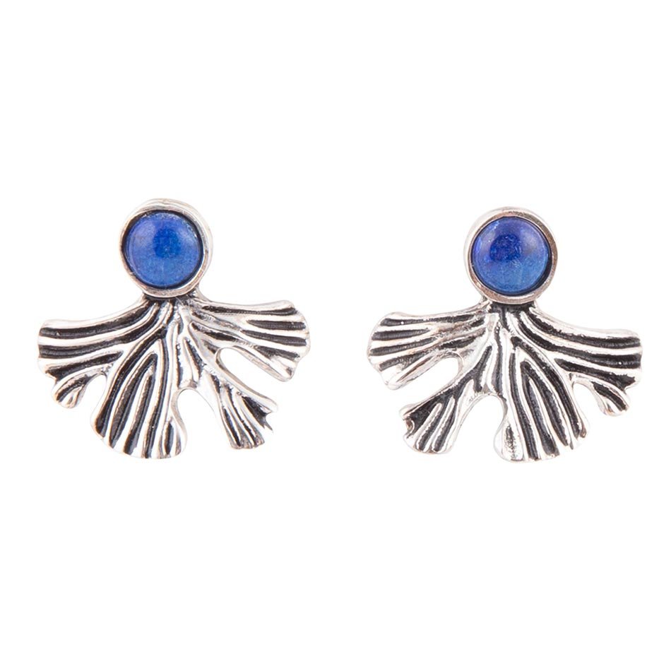 Ginko Blue Lapis and Sterling Silver Stud Earrings