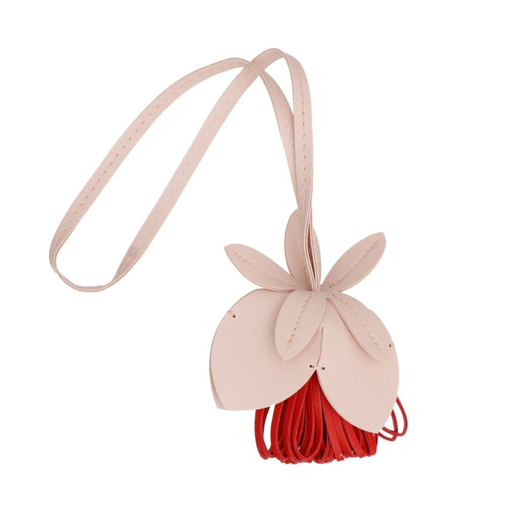 Bag Charm Pink Leather Flower Stylish Long Bag Accessory