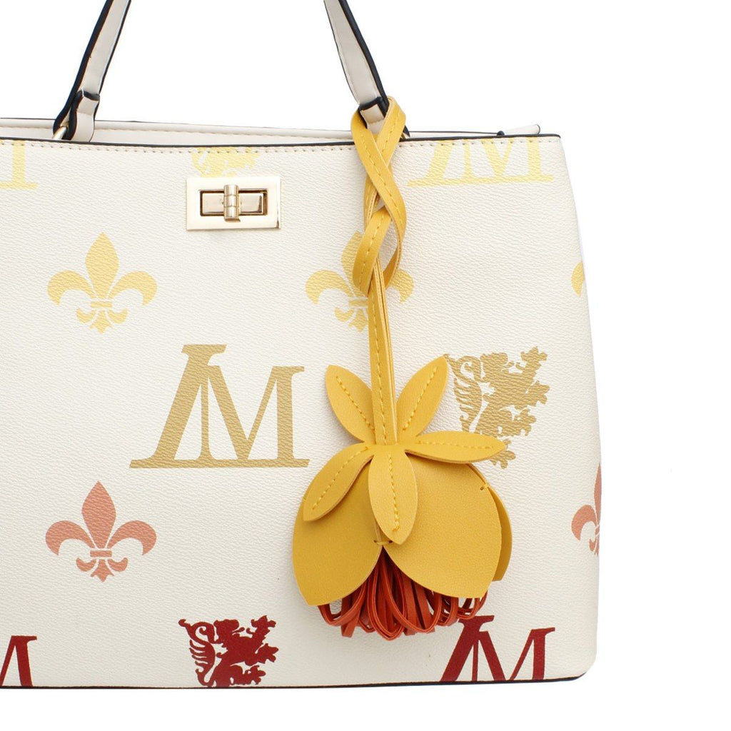 Leather Bag Charm Yellow Flower Long Stylish Accessory