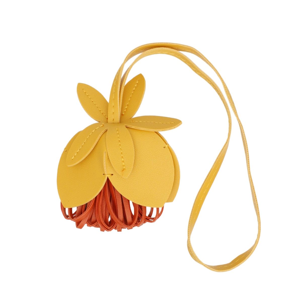 Leather Bag Charm Yellow Flower Long Stylish Accessory