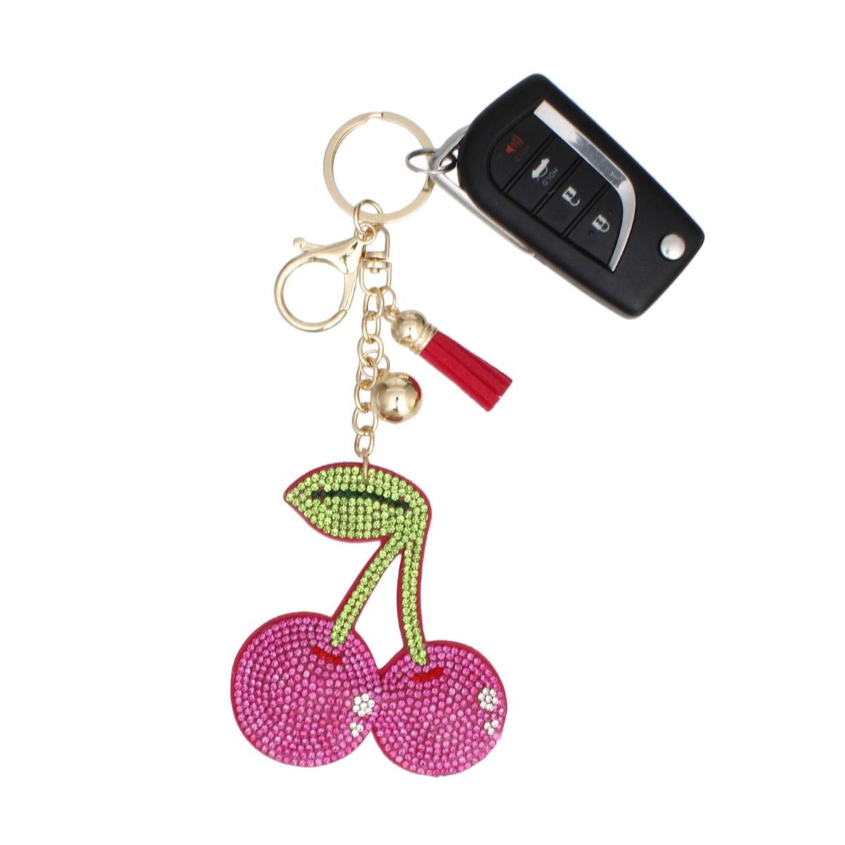 Bag Charm Keychain Cheeky Coquette Fuchsia Cherry Stylish Accessory