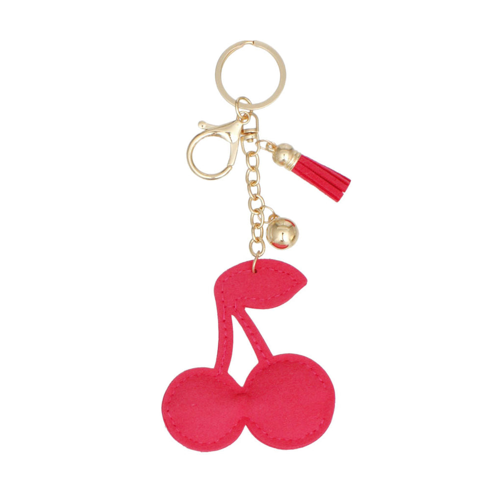 Bag Charm Keychain Cheeky Coquette Fuchsia Cherry Stylish Accessory