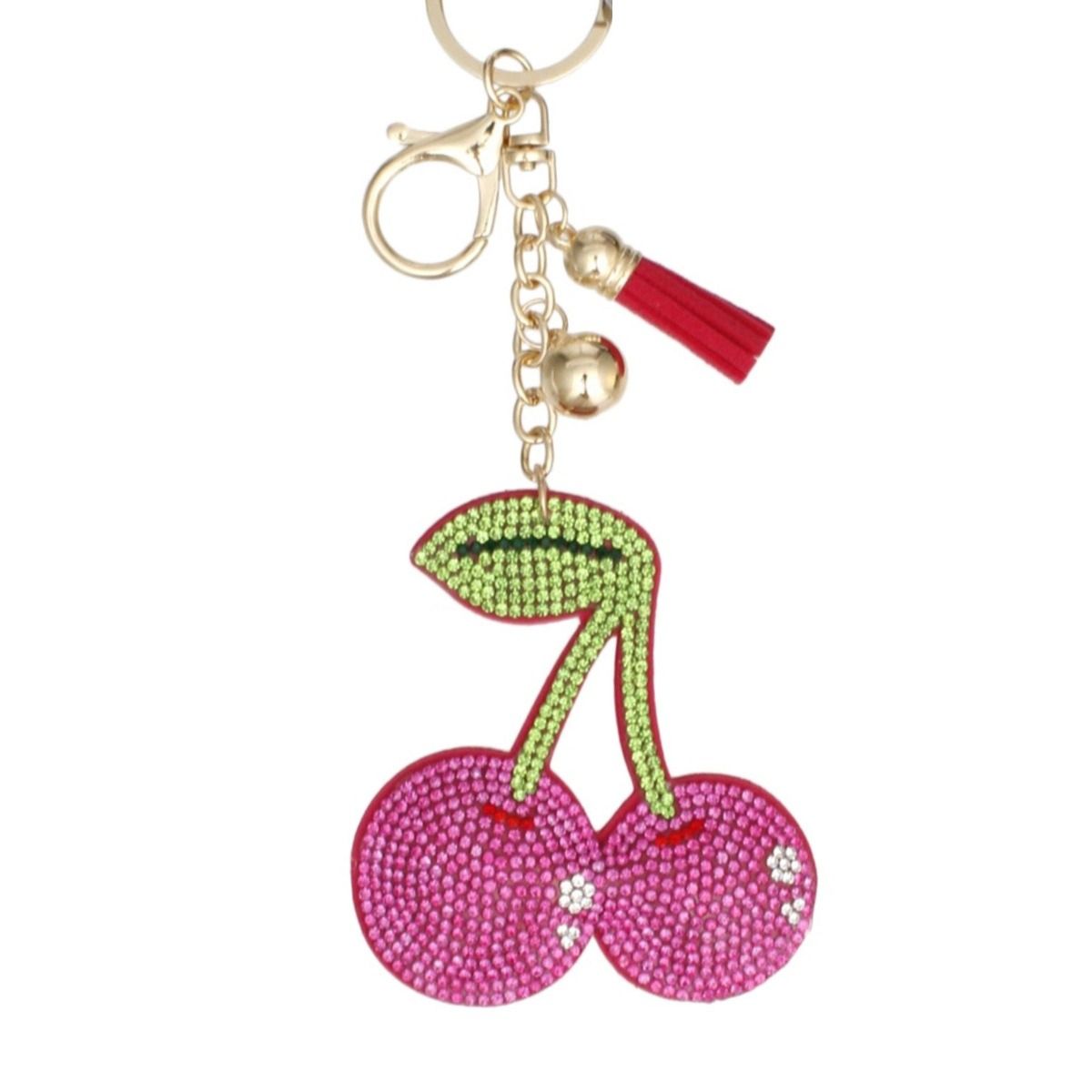 Bag Charm Keychain Cheeky Coquette Fuchsia Cherry Stylish Accessory