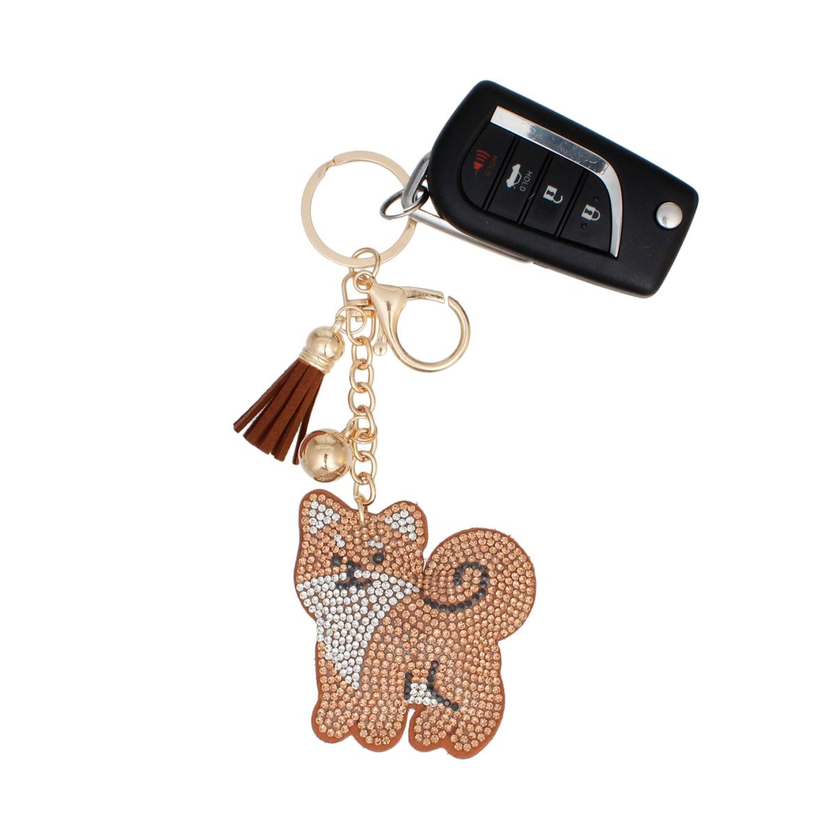 Rhinestone Shiba Dog Keychain Cute Pet Bag Charm Accessory