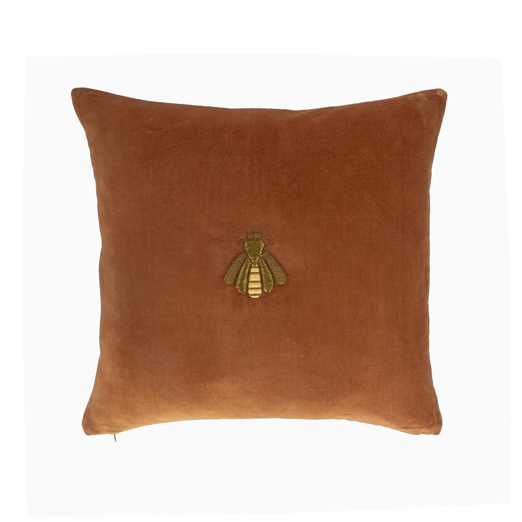 Golden Bee Silk Velvet Throw Pillow Cover 20 X 20