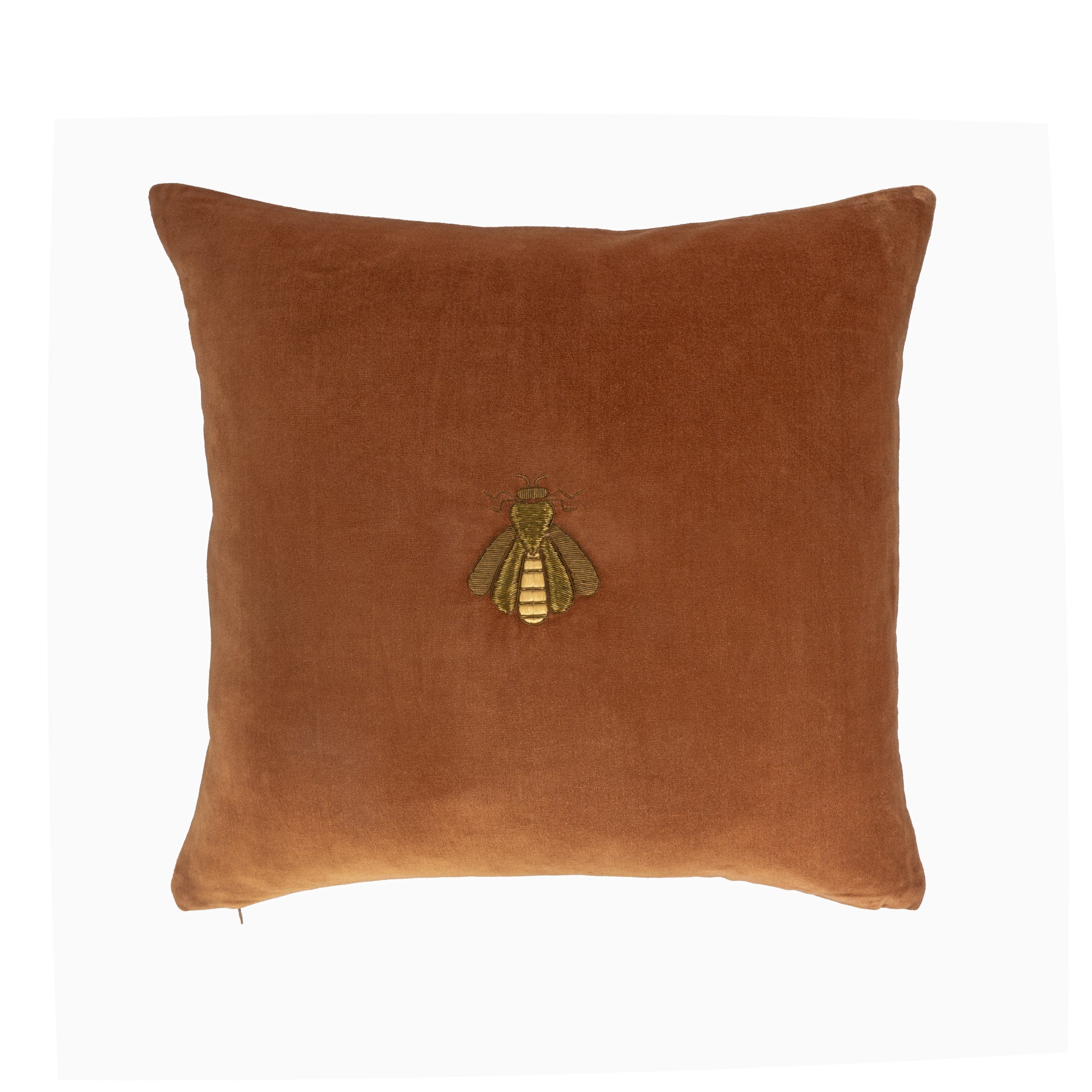 Golden Bee Silk Velvet Throw Pillow Cover 20 X 20