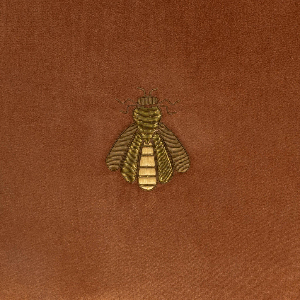 Golden Bee Silk Velvet Throw Pillow Cover 20 X 20