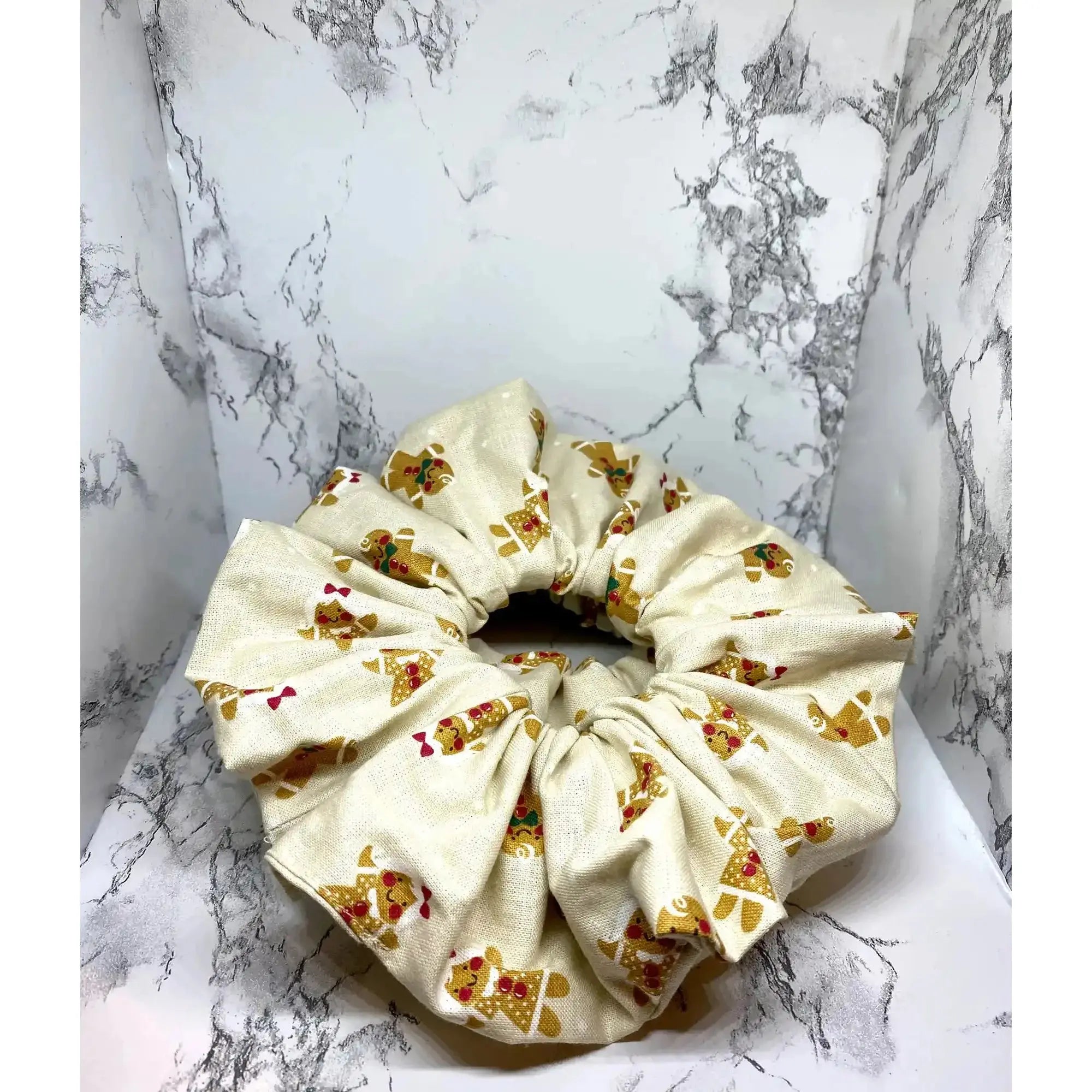 Beige Gingerbread Christmas Scrunchie
