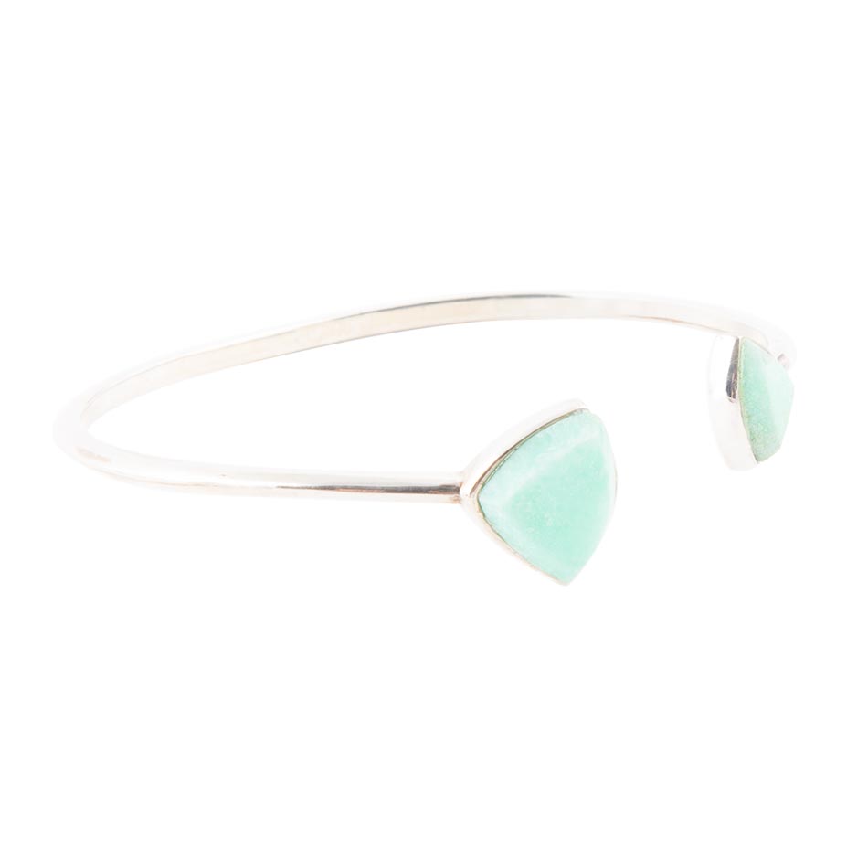 Green Chrysophase Open Sterling Silver Cuff Bracelet