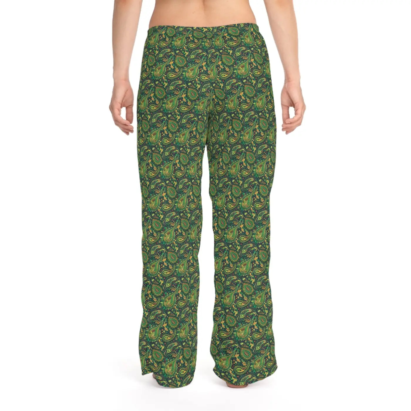 Cozy Womens Pajama Pants - Green Paisley Print - DipaliZ