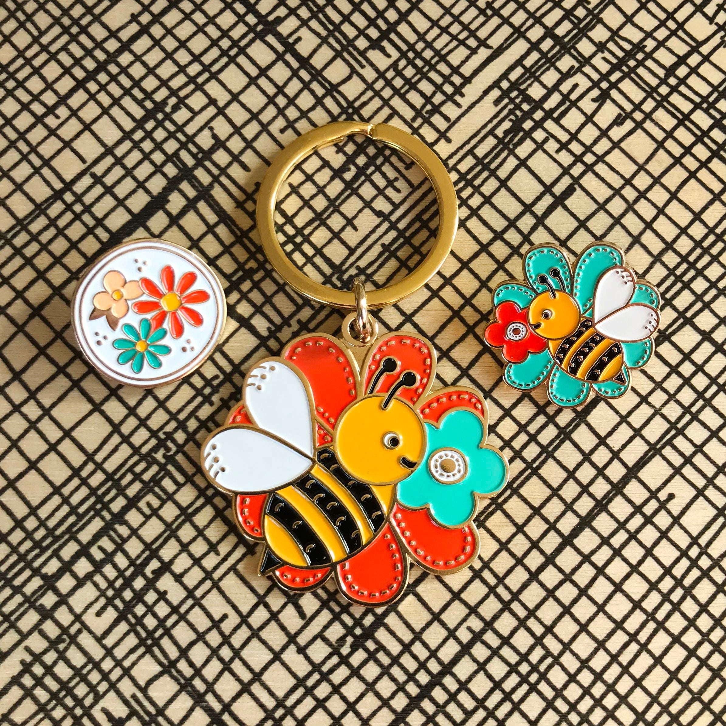 Bumble Bee Enamel Keychain