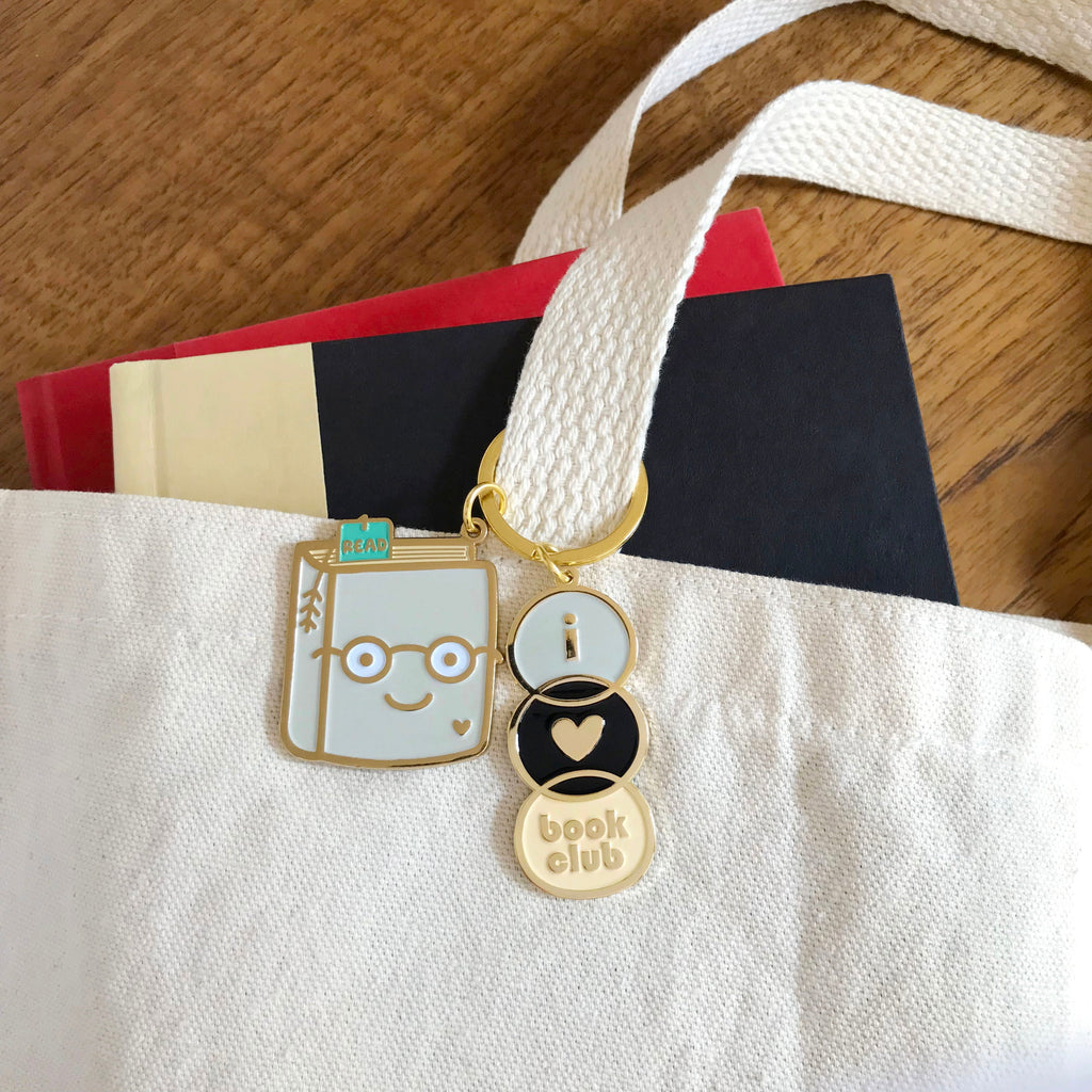 Book Club Black Enamel Keychain