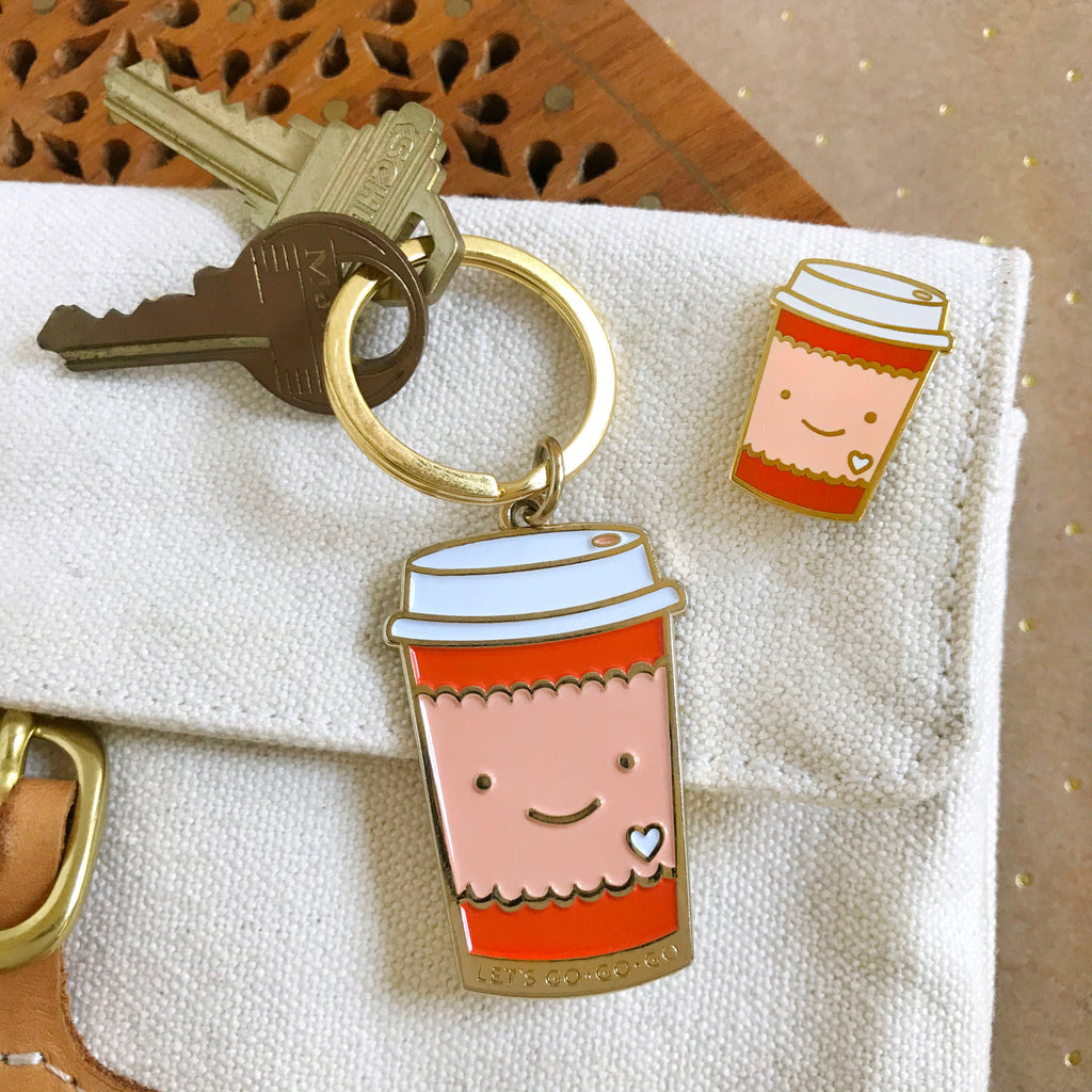 Coffee Buzz Keychain + Pin Gift Set