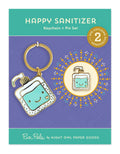 Happy Sanitizer Keychain + Pin Gift Set