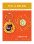 Purrfect Day Travel Buddies Keychain + Pin Gift Set