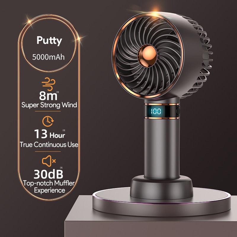 Hand Fan New Handheld Mini Fan USB 5000mAh Rechargeable Mini Portable Small Pocket Fan