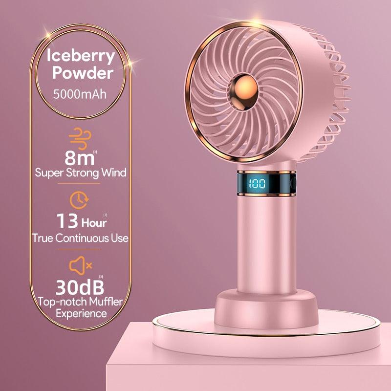 Hand Fan New Handheld Mini Fan USB 5000mAh Rechargeable Mini Portable Small Pocket Fan