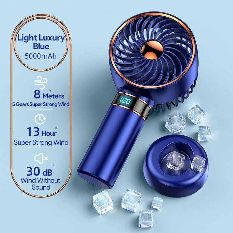 Hand Fan New Handheld Mini Fan USB 5000mAh Rechargeable Mini Portable Small Pocket Fan