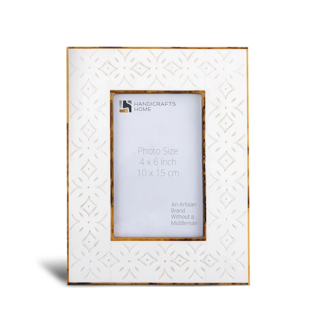 Picture Frames Rhythm Cycles Collection Wood Resin Inlay White 4x6 5x7 8x10"