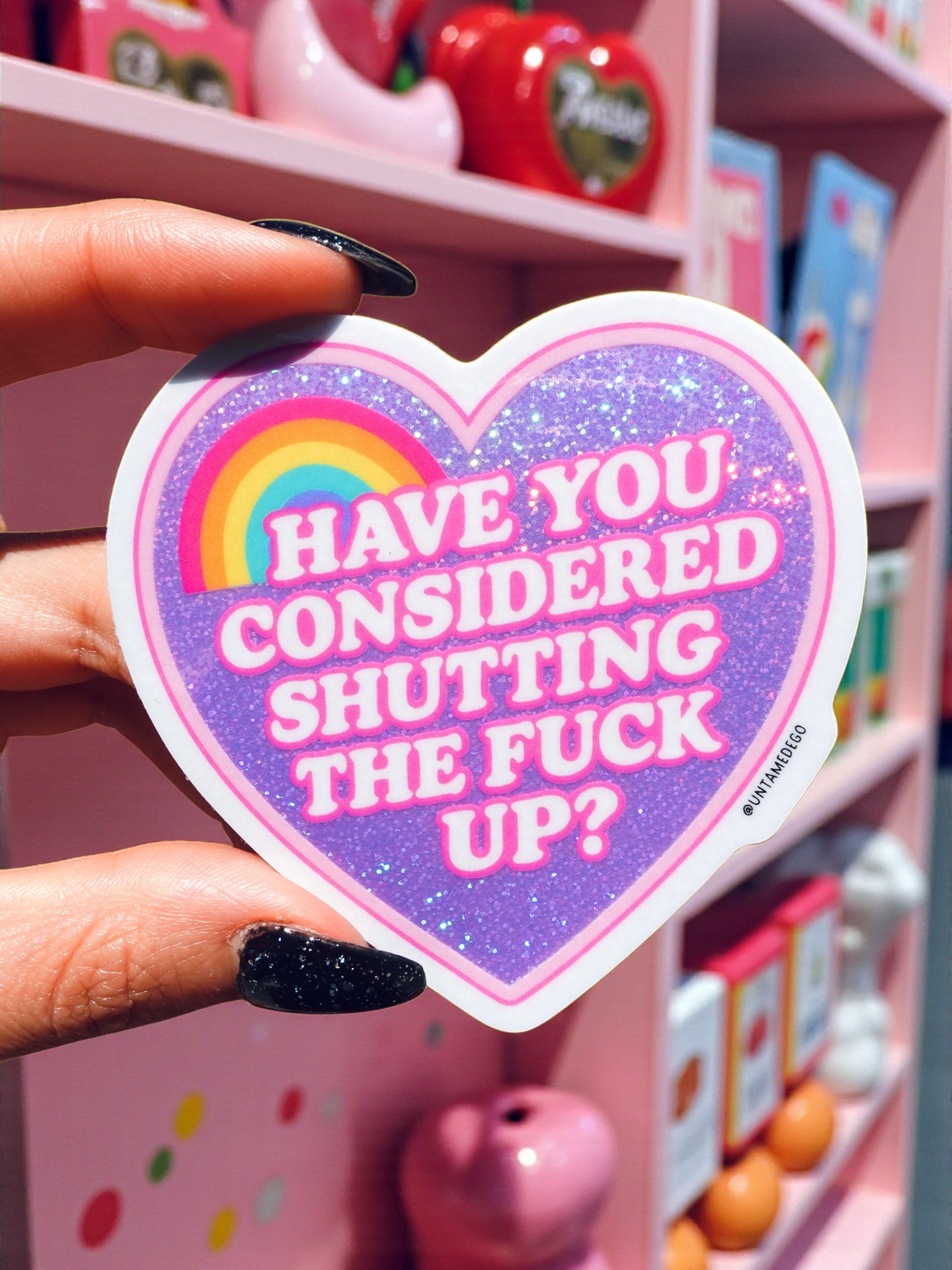 Have You Considered – Funny Heart Rainbow Glitter Vinyl Sticker