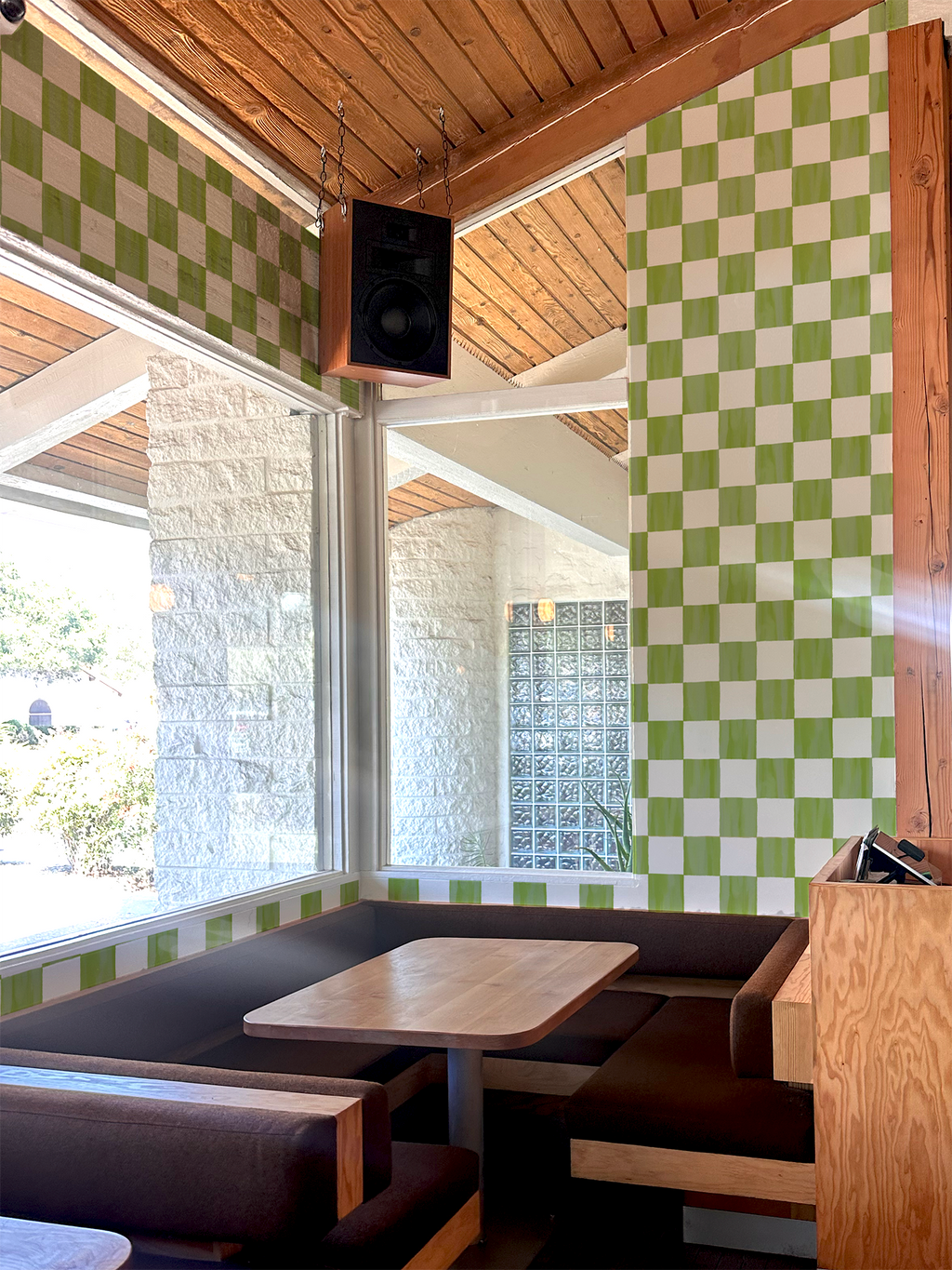 Checkers Wallpaper, olive green