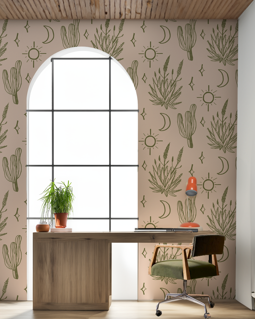 Desert Sky Wallpaper, clay and green