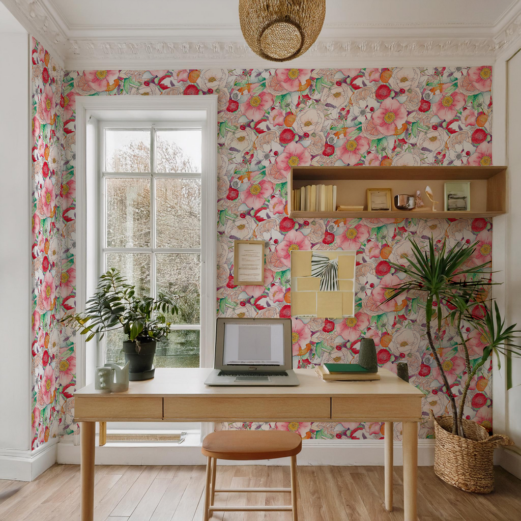 Floral Reverie Wallpaper, red