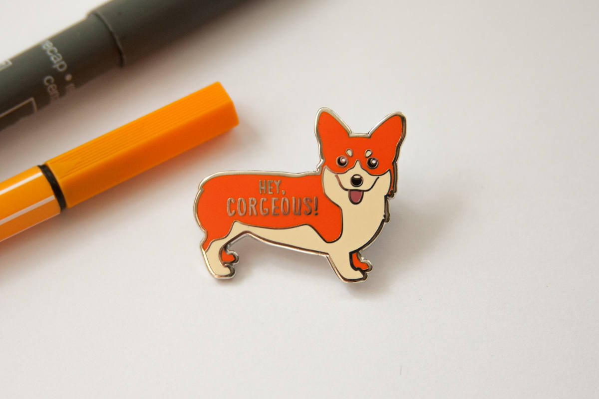 Corgi Hard Enamel Pin "Hey Corgeous"