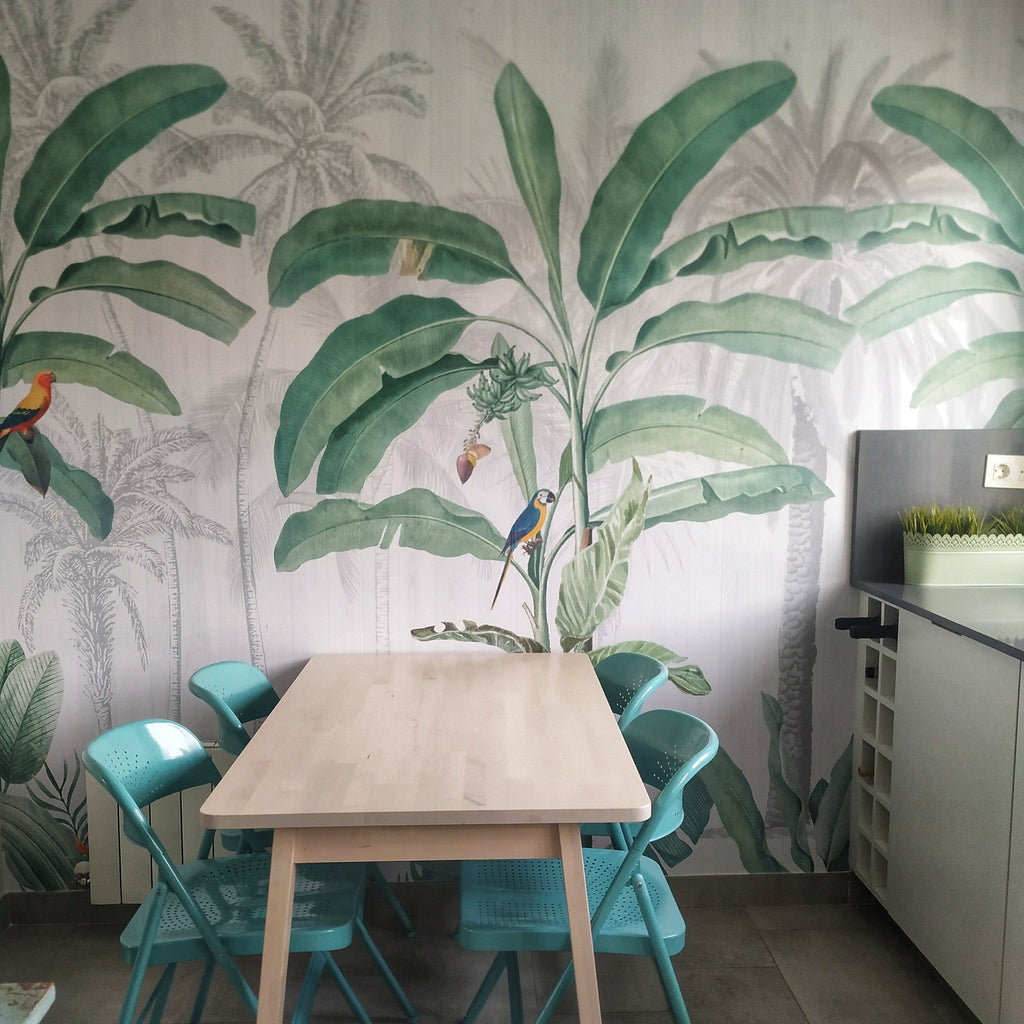 Tropical Banana Leaves Wallpaper Mural | Kitchen + Metal