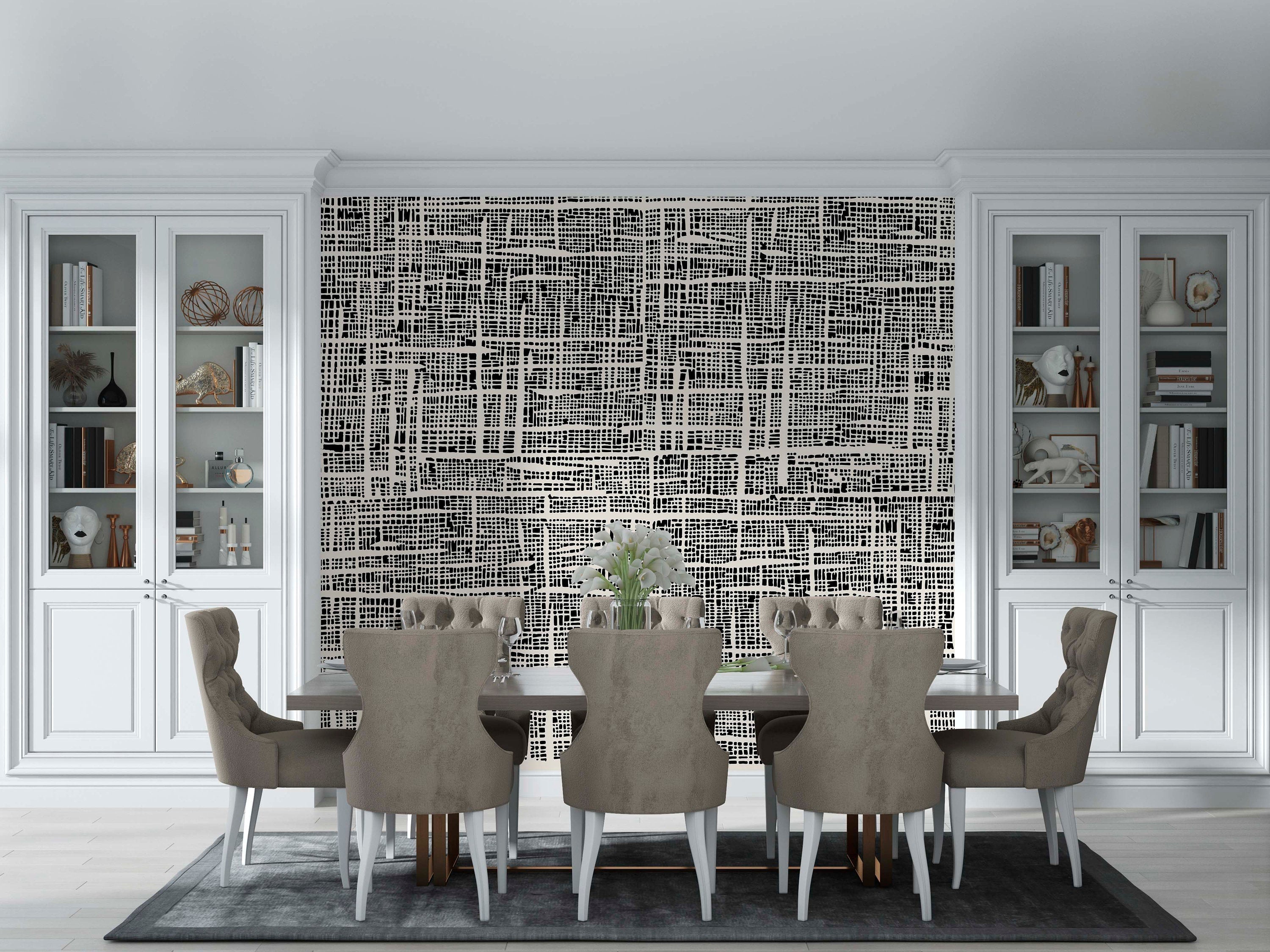 Black and beige Plaid wallpaper | Kitchen + Metal