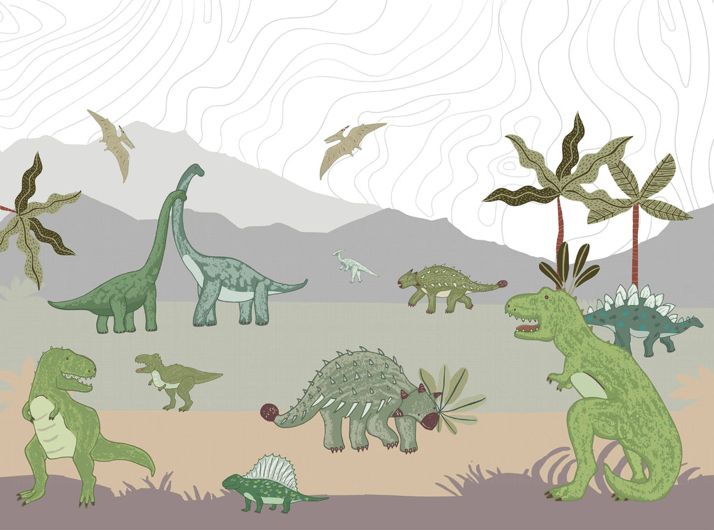 Dinosaur Mountain Wallpaper | Kitchen + Metal
