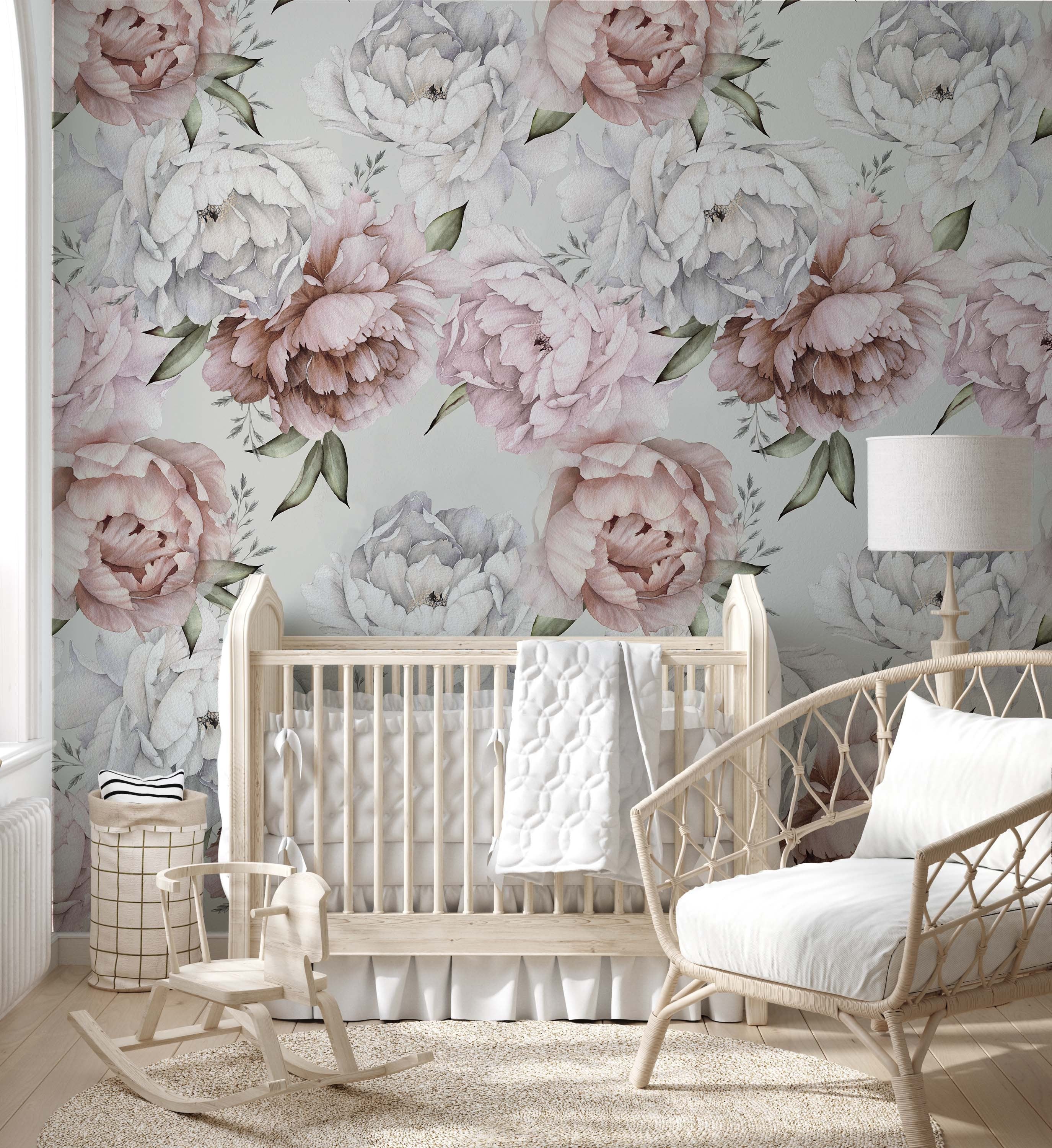 Big peonies bathroom wallpaper | Kitchen + Metal