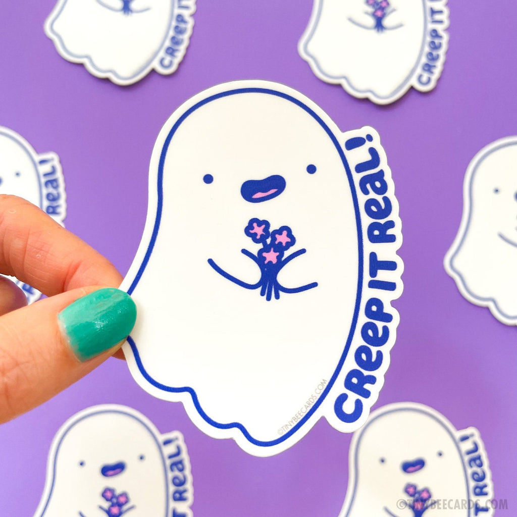 Cute Ghost Vinyl Sticker "Creep It Real!"