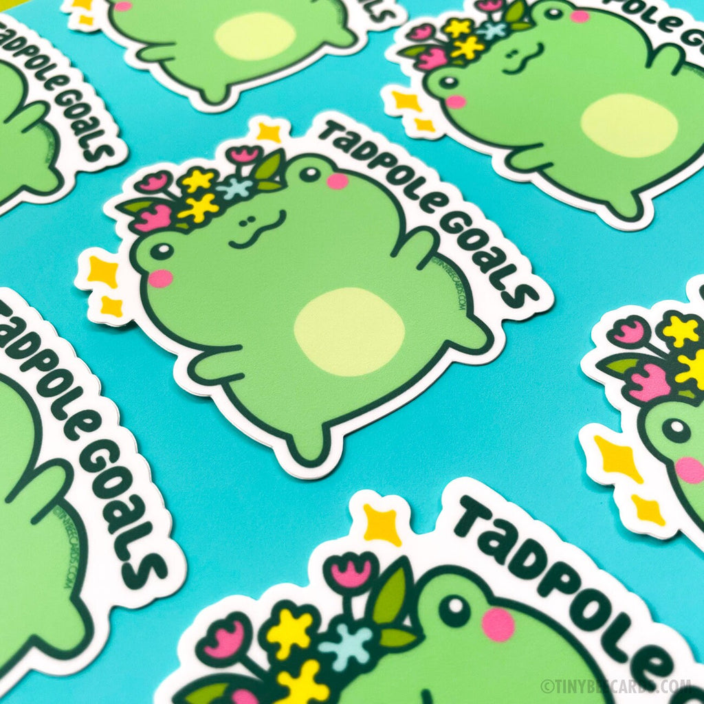 Floral Crown Frog Vinyl Sticker - Tadpole Goals